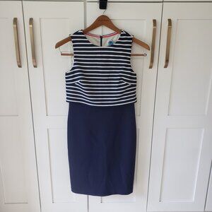 Eliza J Sheath Dress Womens 6 Navy White Stripe Sleeveless Classic Chic